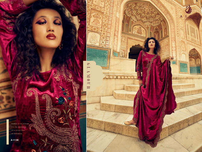 Sastra By Aiqa Winter Wear Fancy Work Velvet Salwar Kameez Wholesale Online